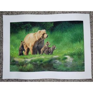 Pat McManus Grizzly Bear Mom Cubs Art Print Numbered Signed Limited Edition